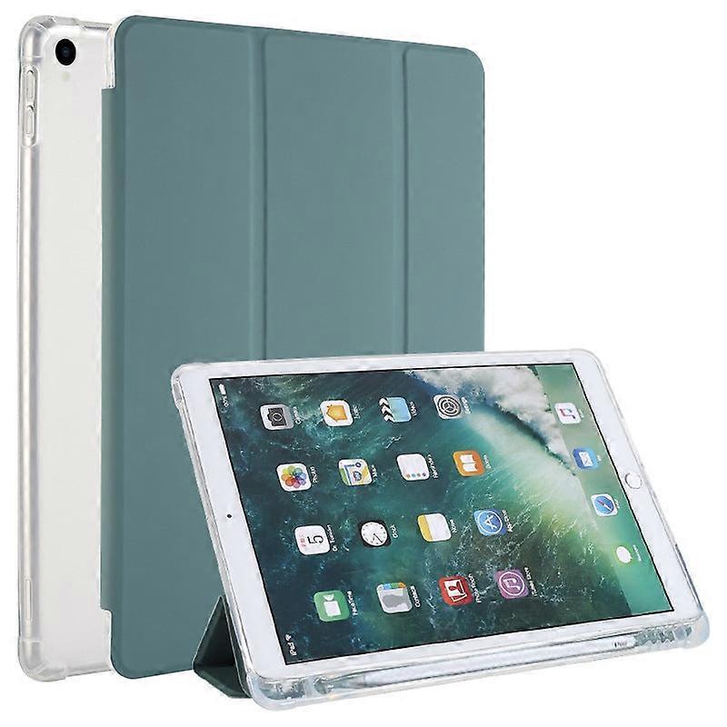 Capa para iPad de 10,2 polegadas (7/8/9 polegadas) Verde Escuro com Compartimento para Caneta em Couro Semi-Macio Fosco
