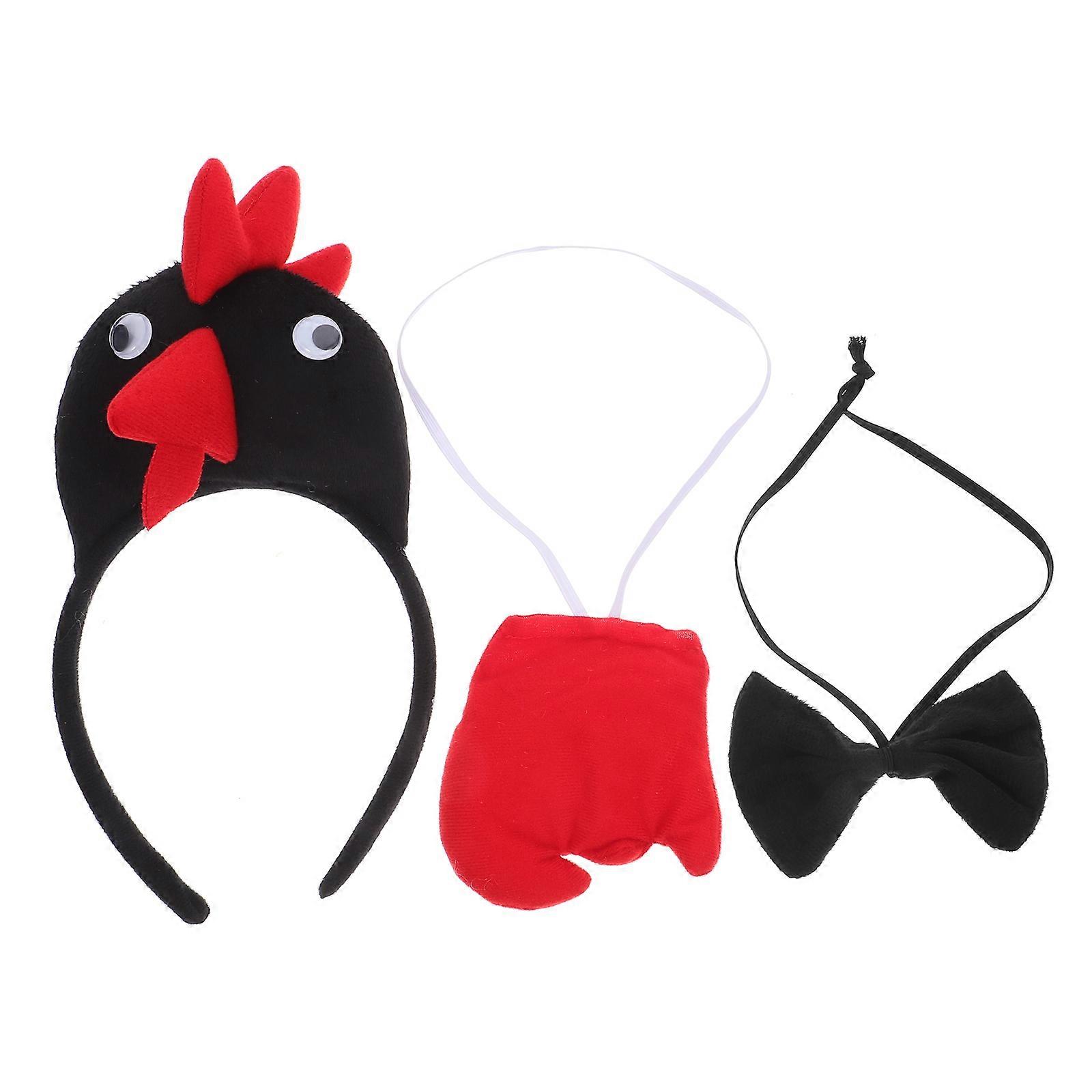 Chicken Cosplay Headband Set for Easter Party with Rooster Bow Tie