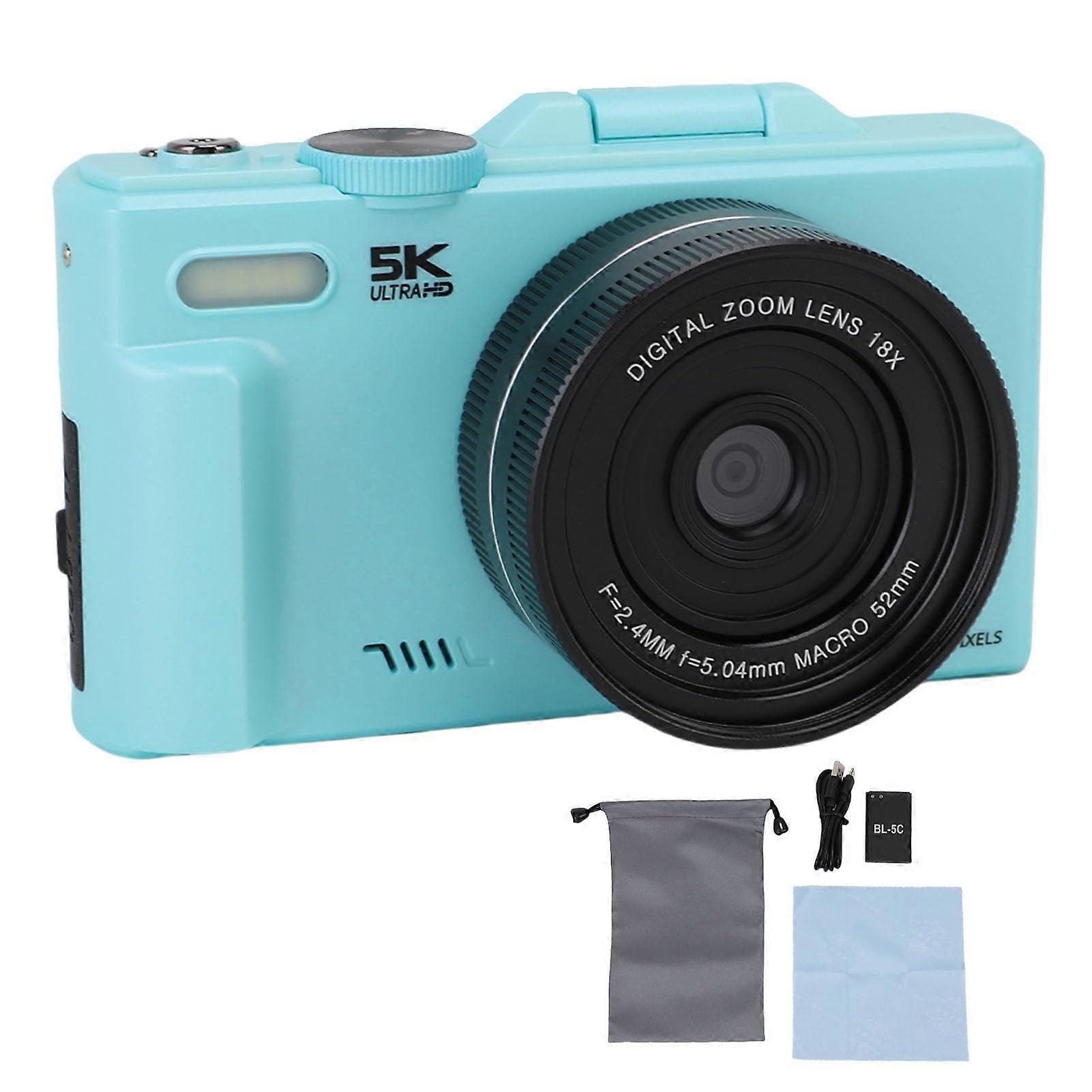 75MP Mirrorless Digital Camera 5K Video, Flip Screen, 18x Zoom, WiFi, Autofocus for Vlogging