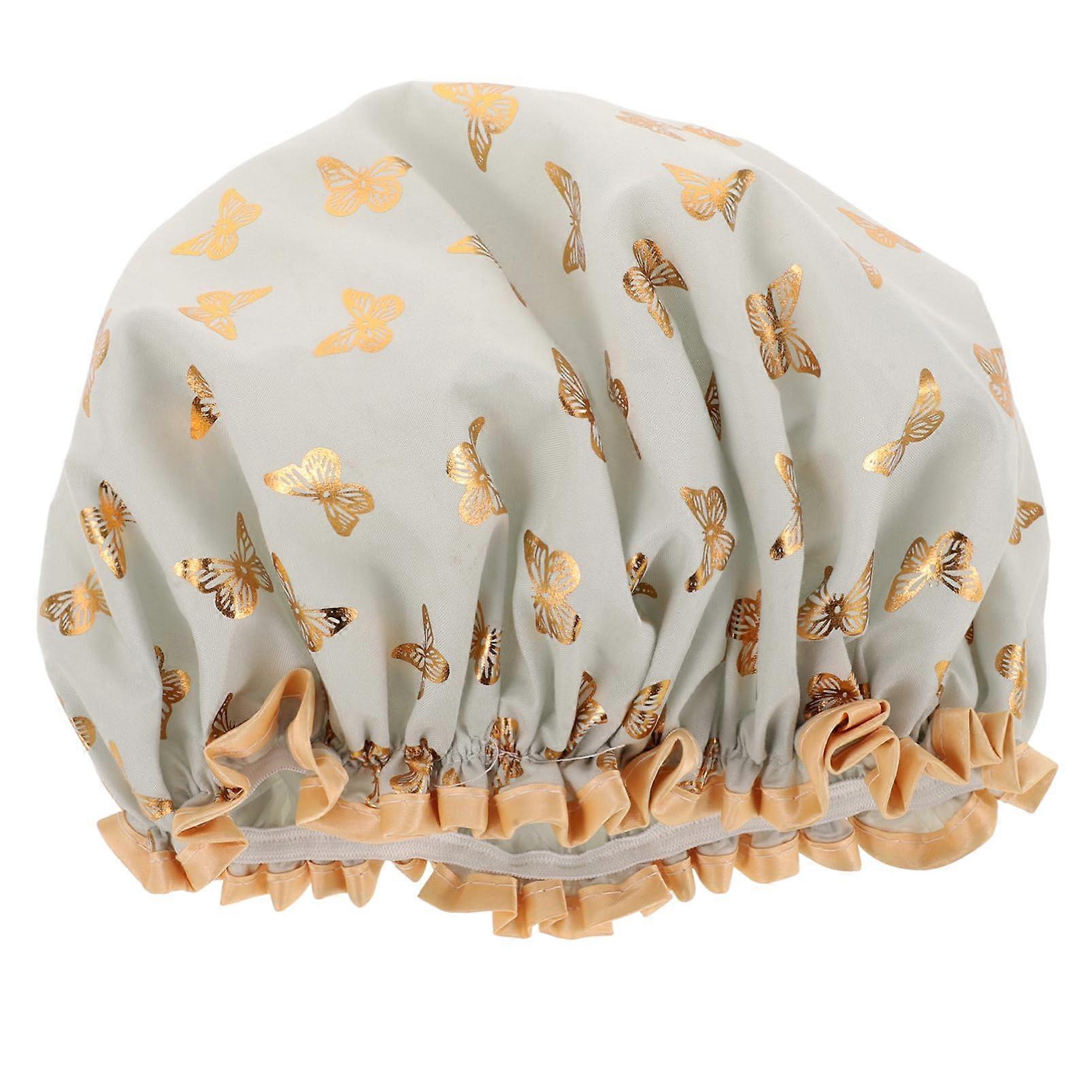 Shower Cap for Women Extra Large Fit Double Layer Waterproof Stylish Elastic for Bathing