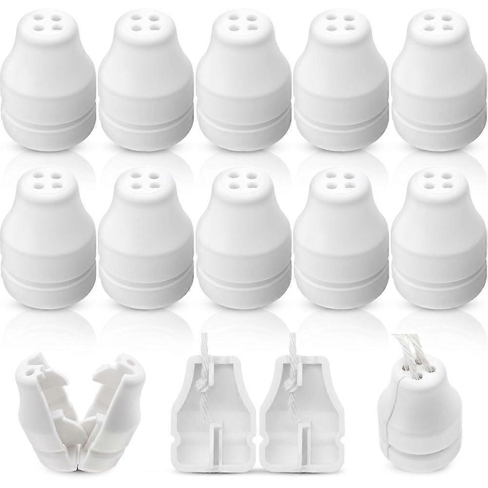 10 Pack Blind Pull Cord Knobs-Anti-Strangulation Breakaway Design (Bell Shape, 4-Hole) Plastic Tabs, Install Fits Blinds