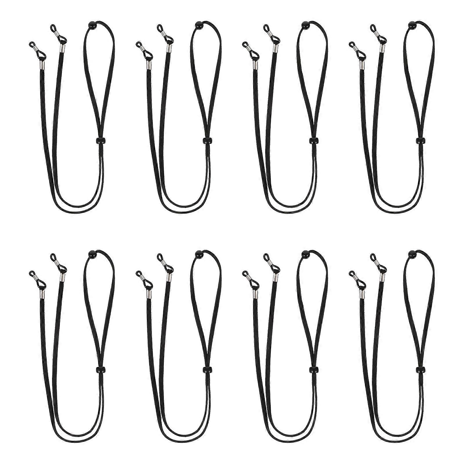 Eyeglass Chain Cloth String for Glasses Use 8Pcs Eyewear Retainer Strap Black