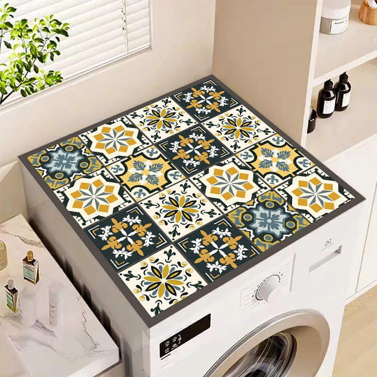 Washing Machine  Cover Waterproof AntiSlip Quick Dry Protector Mat 60x60cm Mandala Design