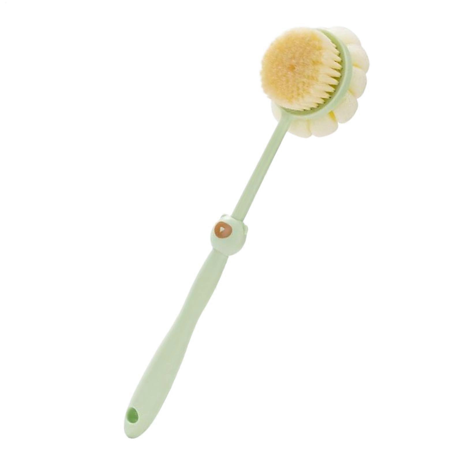 Long Handle Shower Brush with Soft Bristles, Back Scrubber for Sensitive Skin, Green