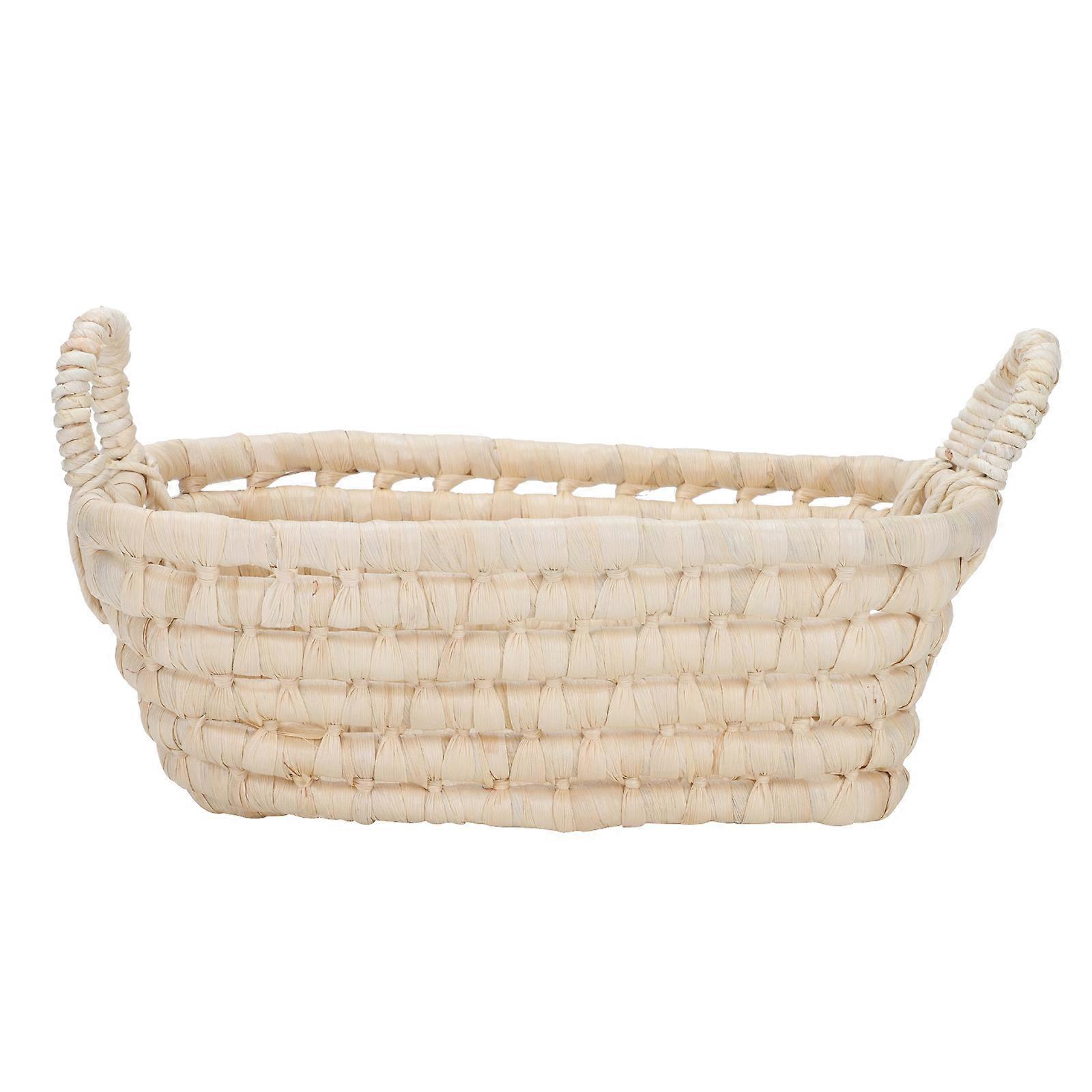 Mini Storage Basket for Snacks 1Pcs Portable Light Yellow Corn Bran Basket