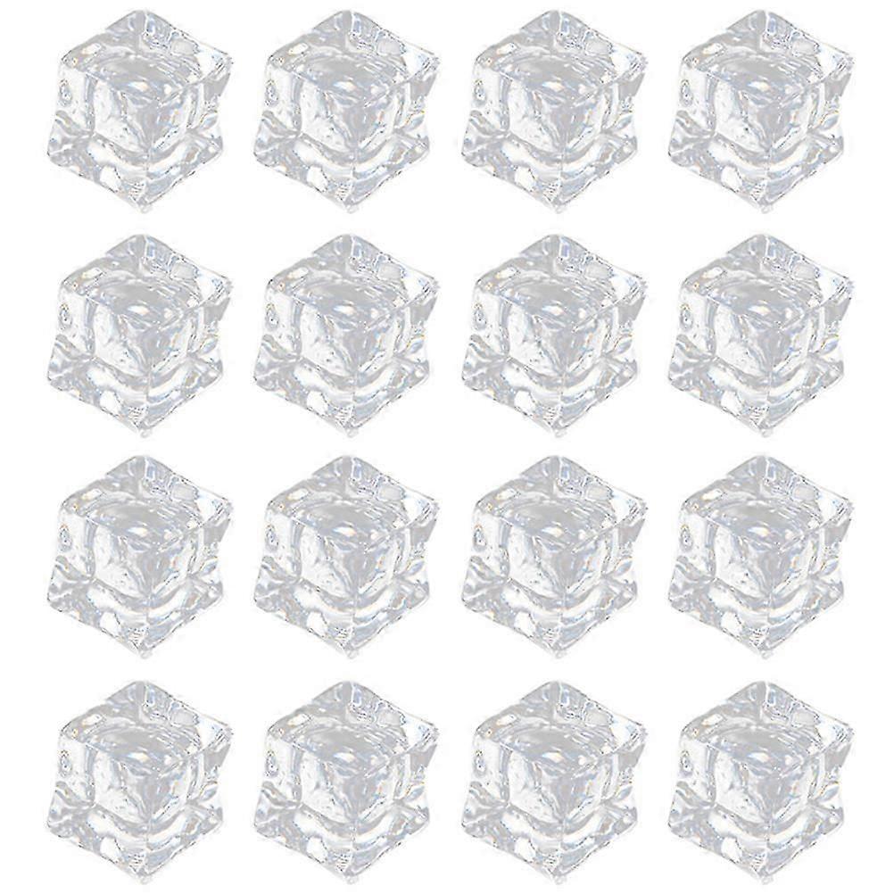 200pcs Clear Artificial Ice Cubes Props Simulated Fake Ice Cubes