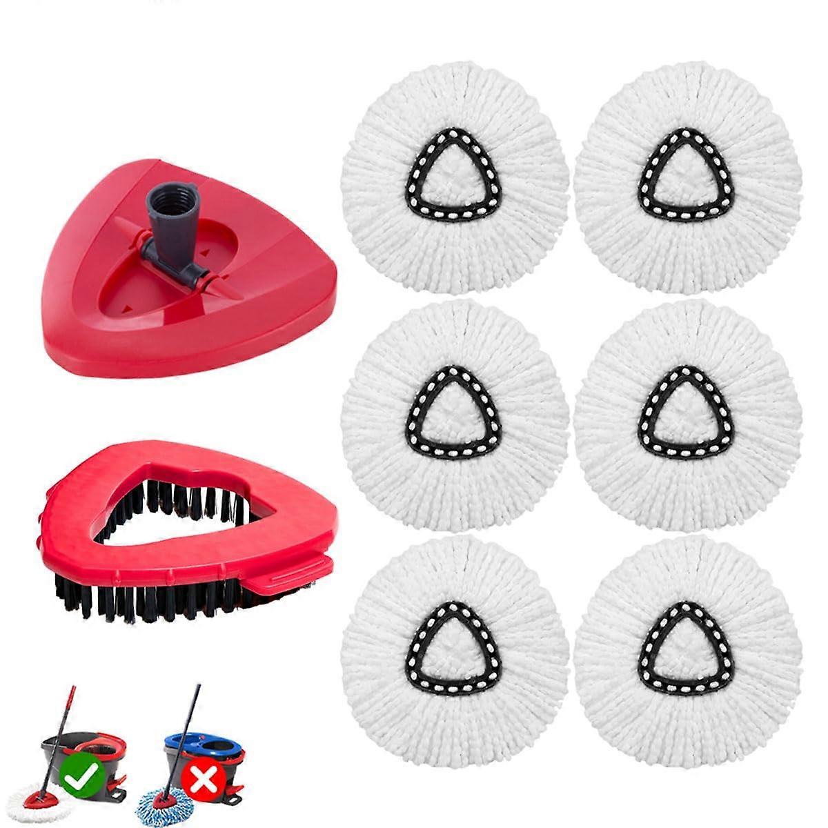 8Pack Reusable Microfiber Spin Mop Replacement Heads for O Cedar EasyWring Mop, Compatible with Vileda Turbo Triangle