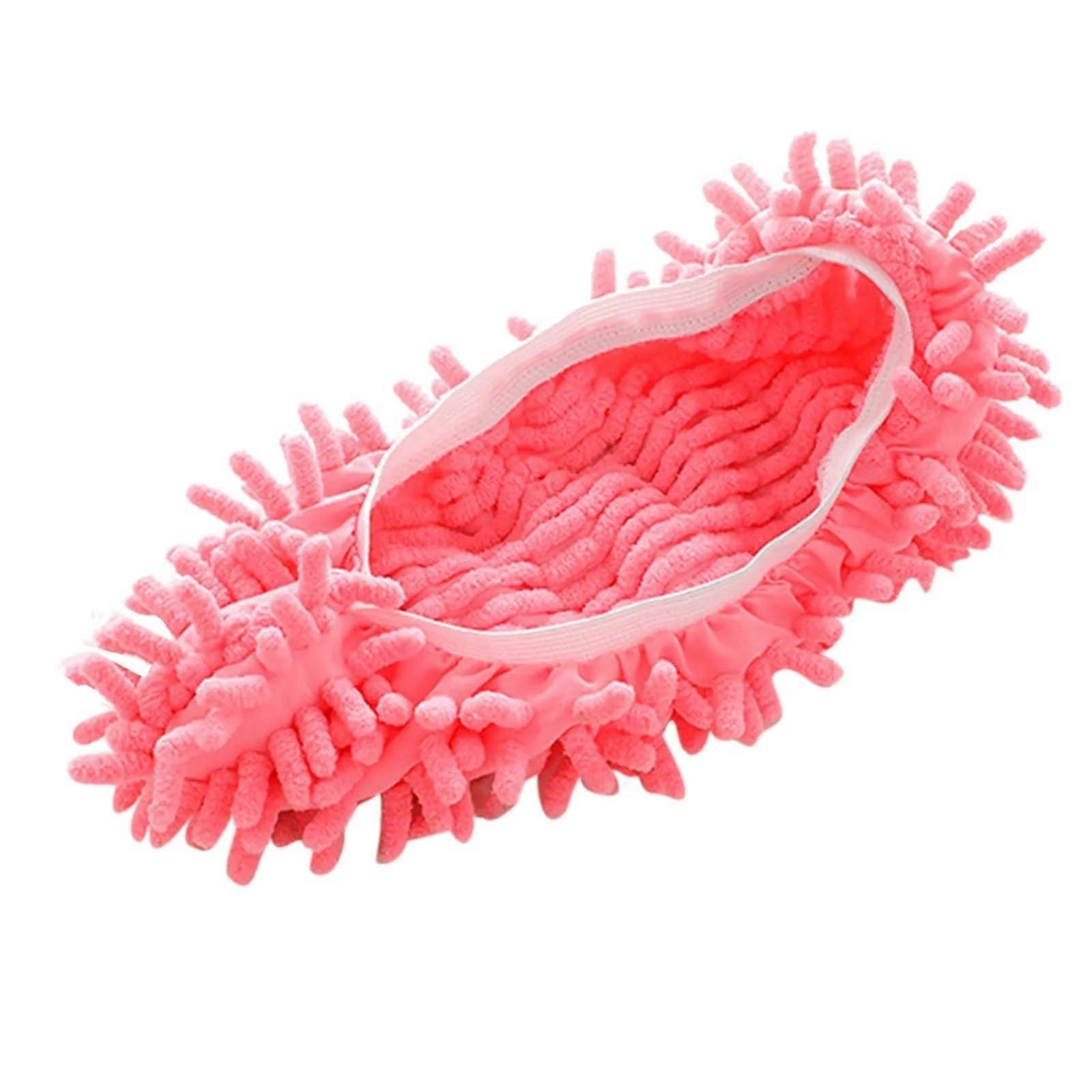 Mop Slippers 2pcs Microfiber Cleaning Shoe Covers Hands Floor Cleaning Reusable Pink