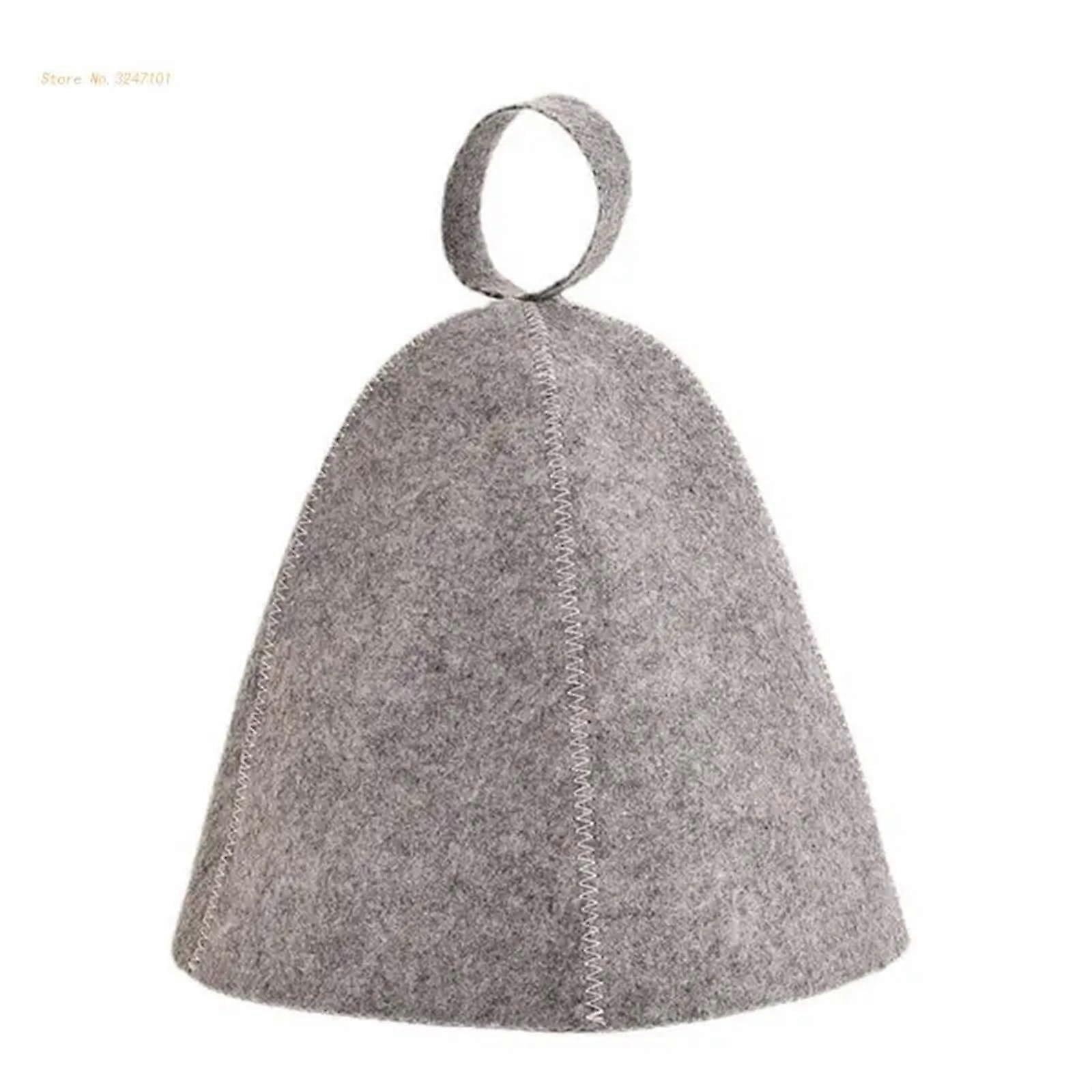 Sauna Hat Felt Cap Thick Heat Protection Winter Warm with Hanging Loop Gray