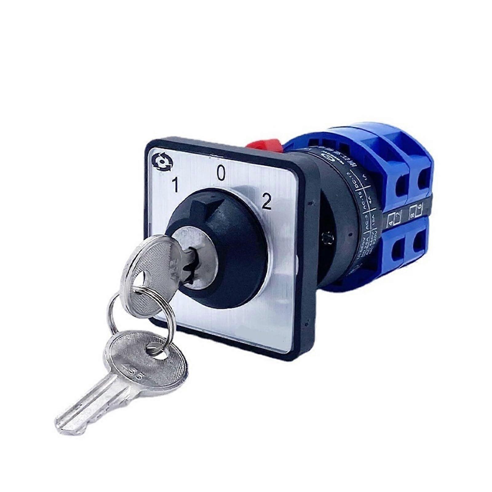 25A 3 Position Rotary Switch with Key Lock for Dual Power and Motor Reverse Control