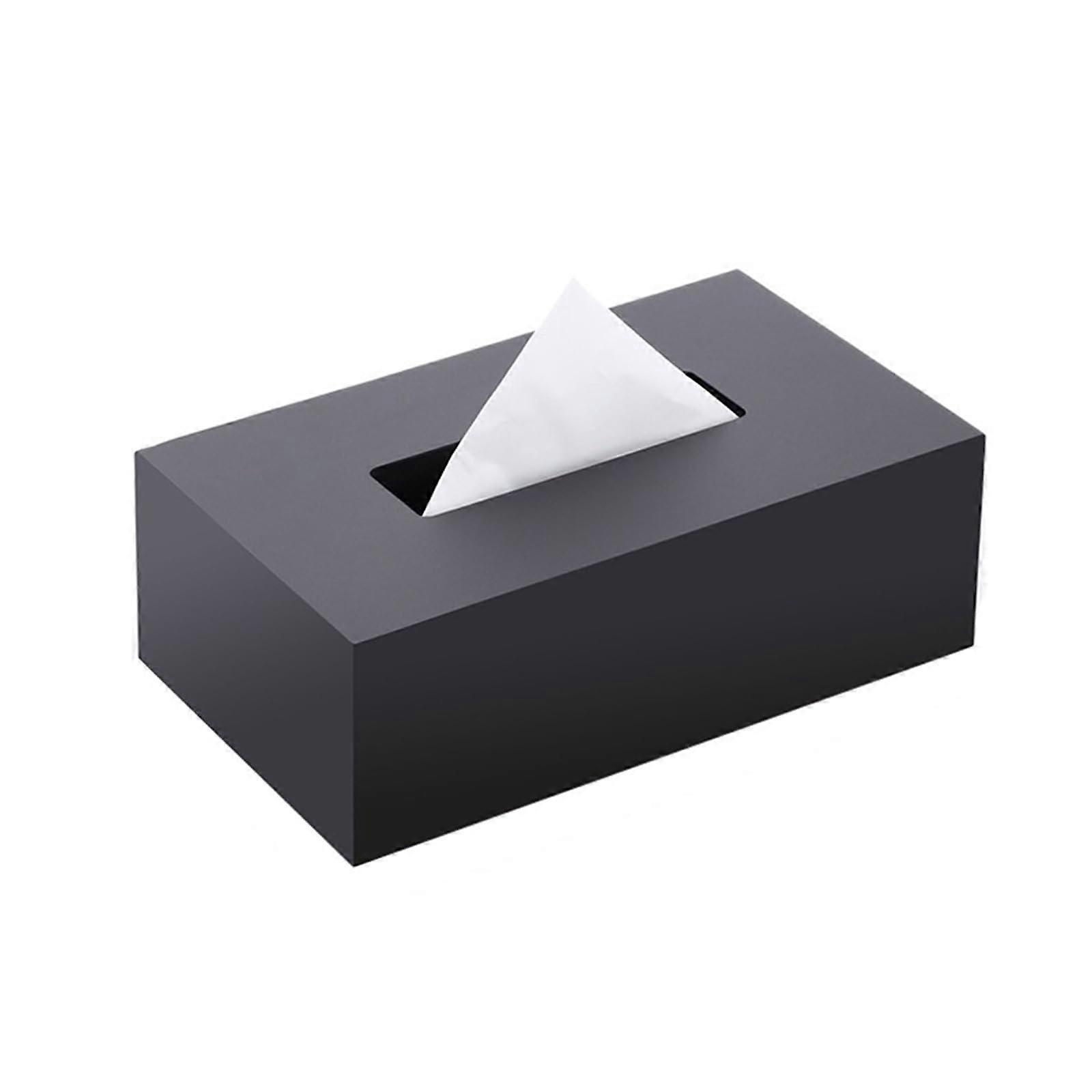 Large Black Acrylic Tissue Box Holder with Elegant Rectangular Design for Home Office and Bathroom