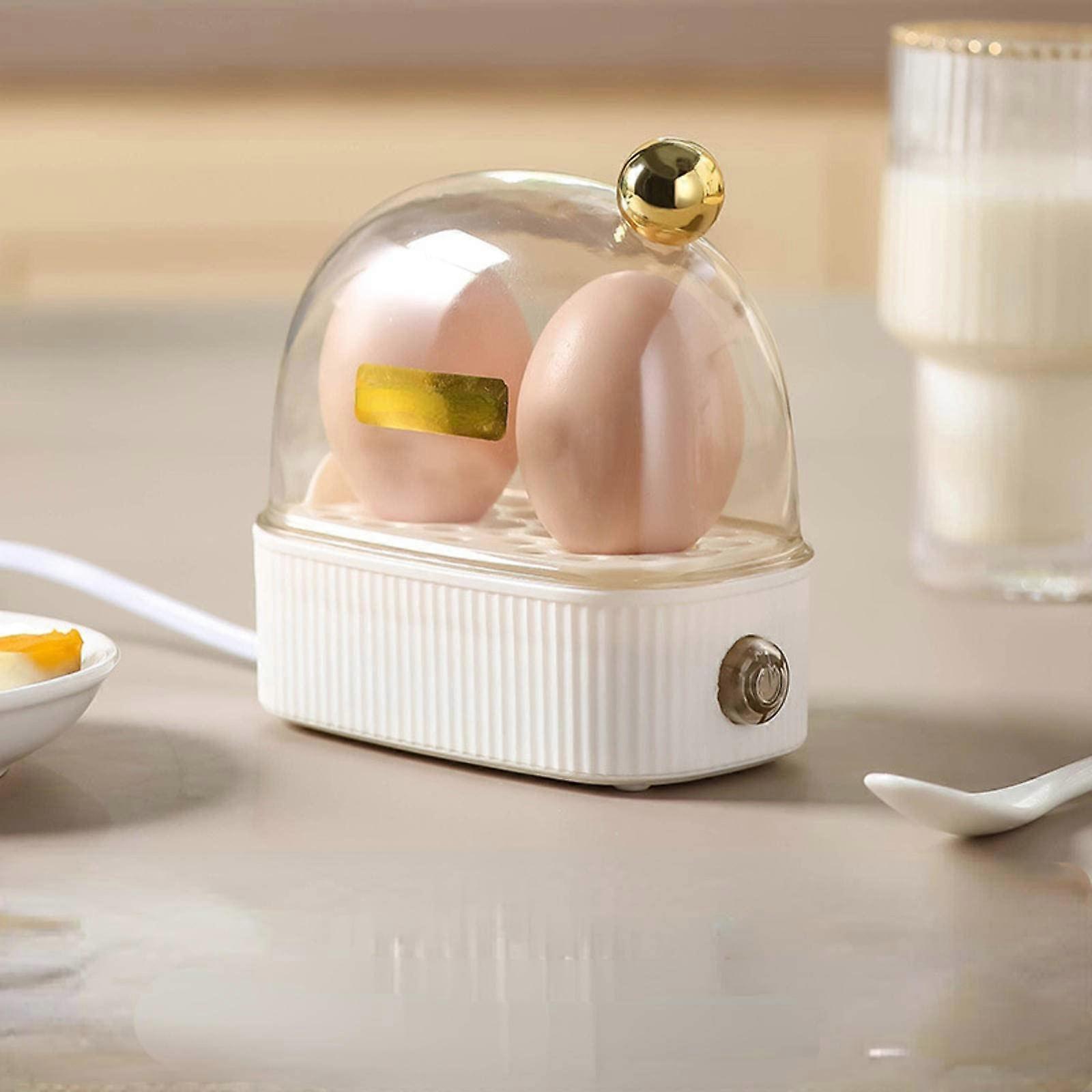 Egg Cooker with Auto ShutOff, Dual Egg Capacity Mini Steamer for Quick Breakfast, Ivory White