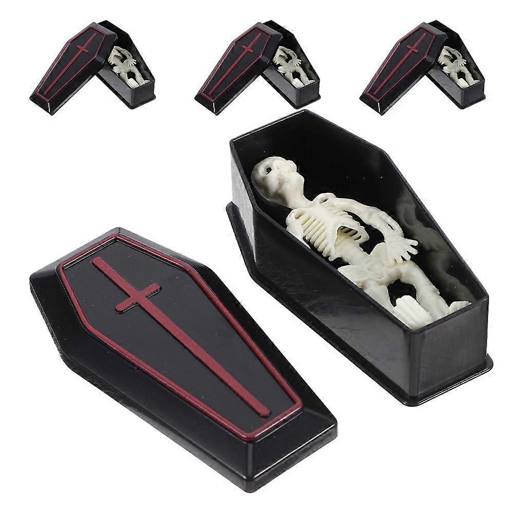 Mini Coffin Skeleton Model for Halloween Prank Props 4Sets