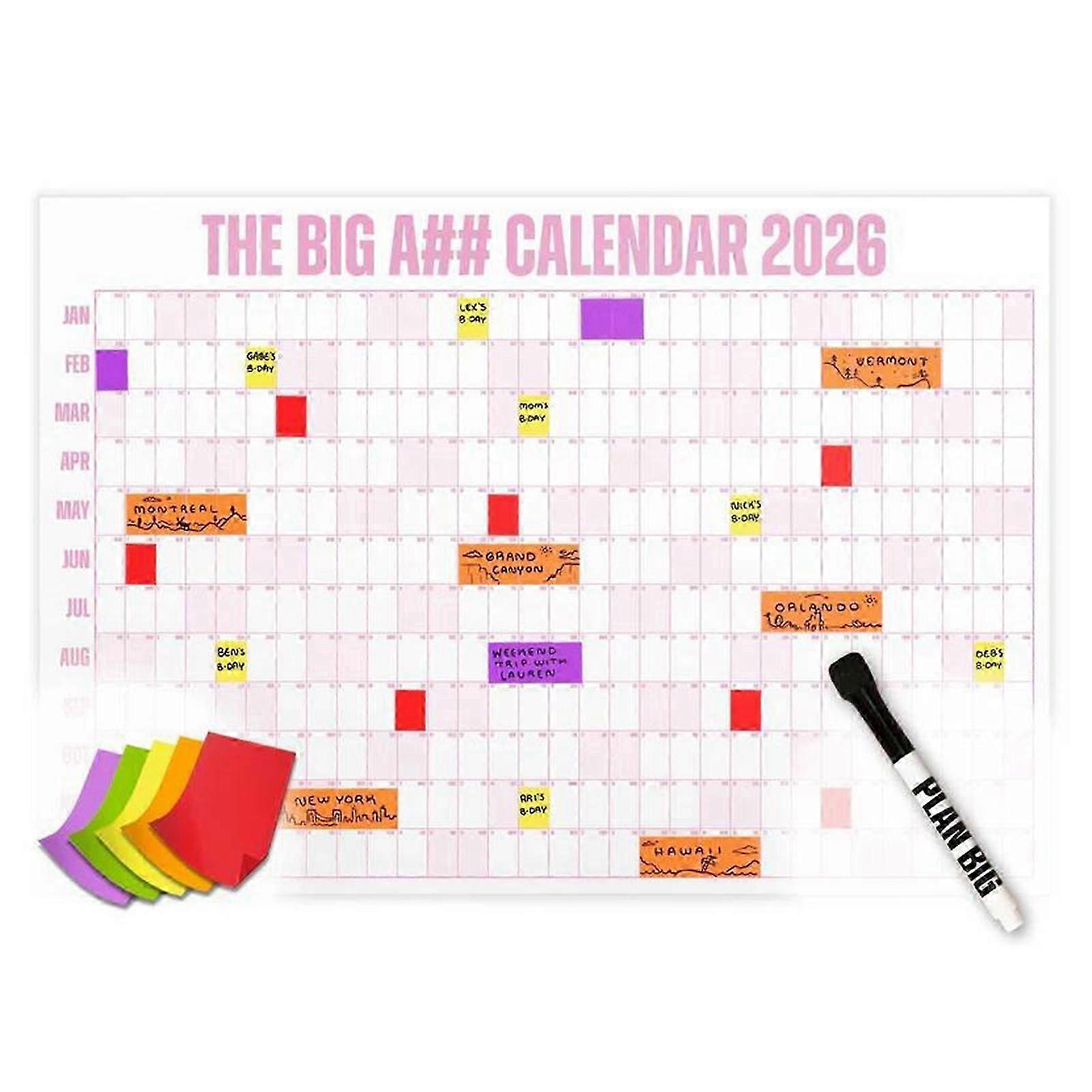Extra Large 2026 Calendar Pink