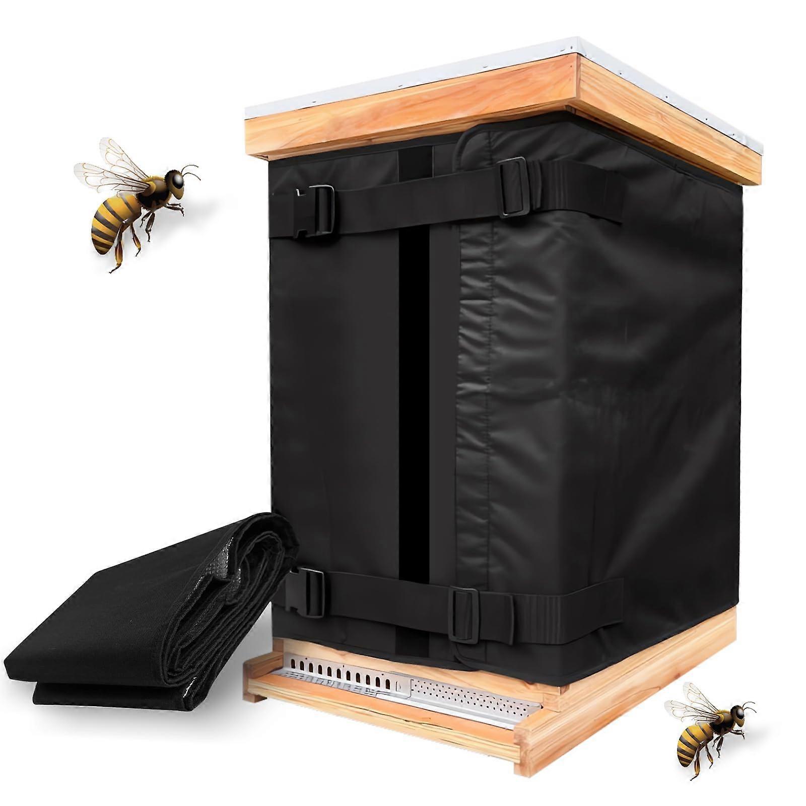 Bee Hive Wrap Winter Insulation for 8 and 10 Frame Hives, Adjustable 3Layer 600D Oxford Cover