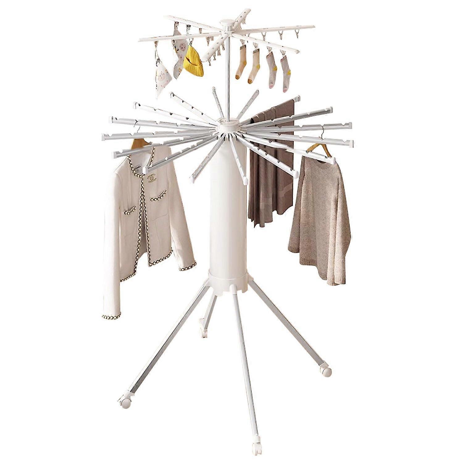 Foldable Clothes Drying Rack with Extra Height DoubleLayer Design and Wheels for Indoor Outdoor Use