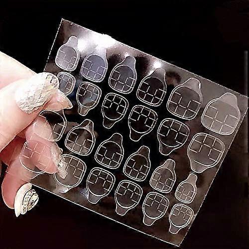 Reusable Transparent Press On Nails with Snow Pattern Adhesive Tabs for Fast Acrylic False Nail Application