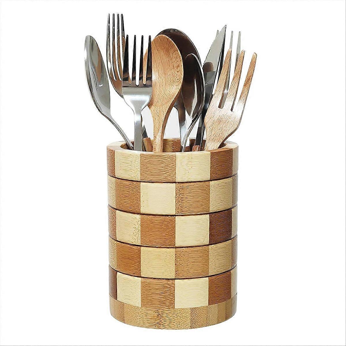 Bamboo Silverware Holder, Silverware Organizer, Utensil Holder