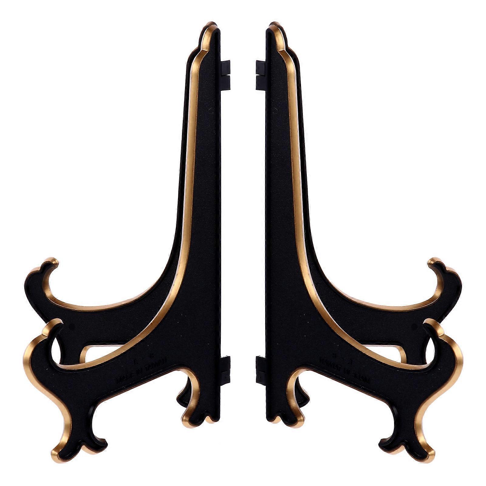 Display Stand Plastic Plate Bracket for Holding Use 4Pcs Decorative Black