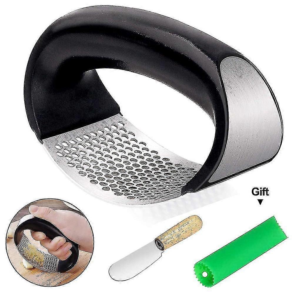 Stainless Steel Garlic Press With Silicone Roller Peeler