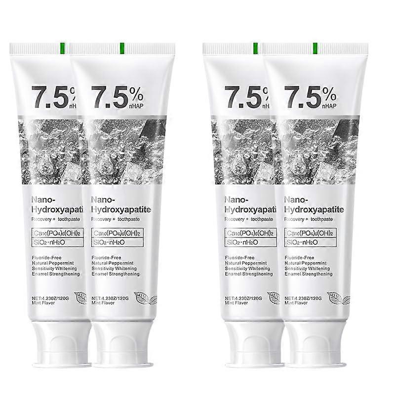 Hydroxyapatite Toothpaste 7.5% Fluoride Peppermint for Sensitive Teeth Enamel Protection 4Pack