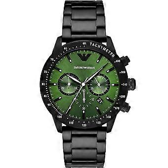 Emporio Armani herrklocka rostfritt stål svart armband med grön urtavla Ar11472 Mario