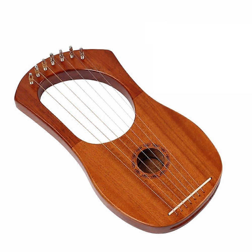 Lyre Harp 7 String Mini Harp Solid Mahogany Easy to Learn with Color Consistency Guarantee A