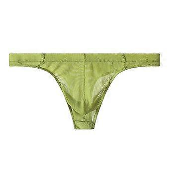 Cueca fio dental masculina de cor sólida, cintura baixa, ajuste slim, estilo esportivo, com bolsa convexa em formato de U e alta elasticidade.