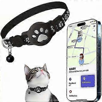 No Monthly Fee GPS Tracker for Cats, Works with Airtag & Androids, Reflective Waterproof Collar with Safety Buckle