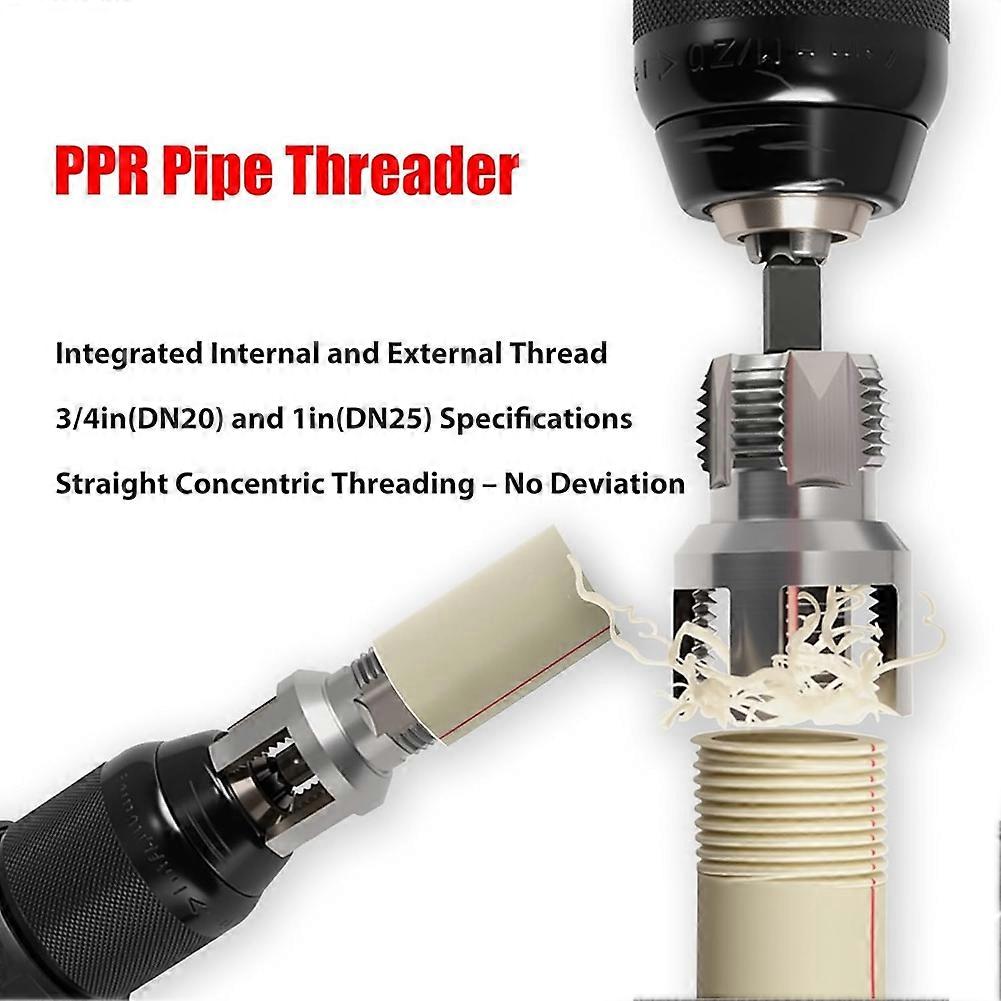PPR Pipe Threading and Reaming Tool Kit - Professional Threader for Plumbing, Electric Drill Style Threading Tool