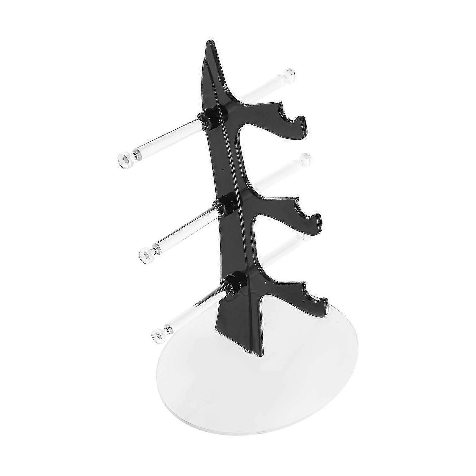 3-Layer Glasses Display Stand, Black, Acrylic Material for Desktop Storage