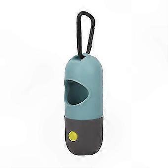 Leash-Mounted Pet Waste Bag Holder with LED Light and Metal Clip, 114cm Length, 45g Weight, Battery-Free (Blue Crystal)