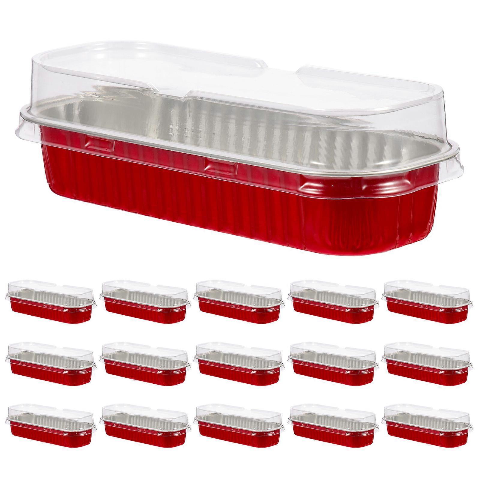Aluminum Foil Cake Box for Baking with 30Pcs Clear Rectangular Boxes