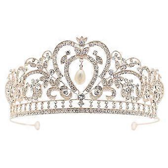 Pearl Hairband Baroque Tiara Crown for Wedding Party Engagement Rose Gold