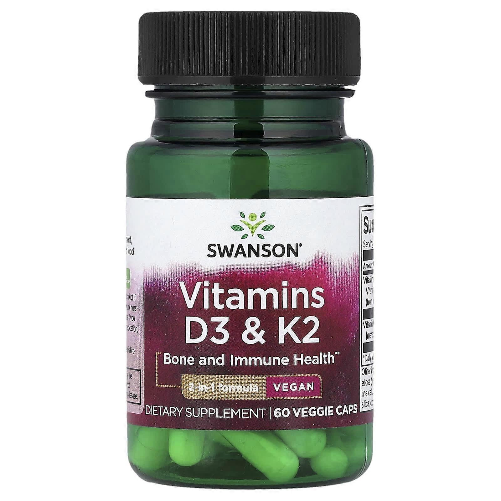 Swanson, Vitamins D3 & K2, 60 Veggie Caps, 2-Pack