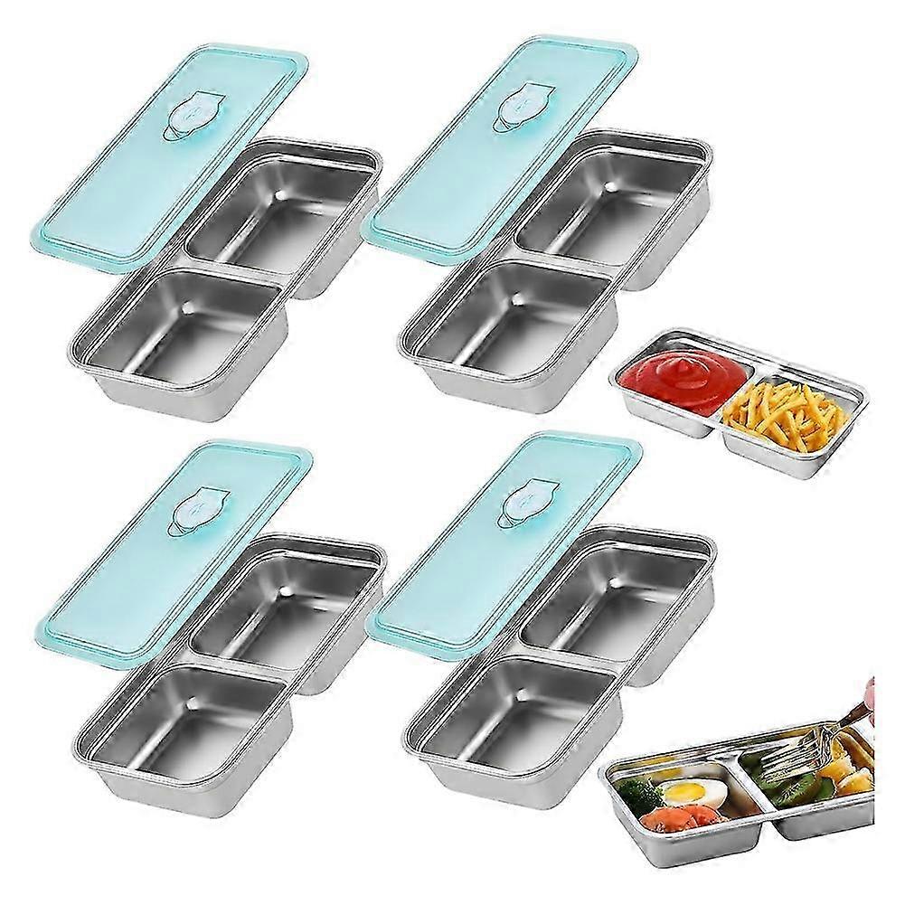 4pcs Snack Containers,Double Compartment Snack Containers