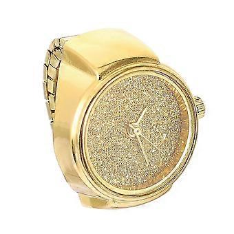 Golden Watch Ring with Glitter Design compatible withWomen and Men