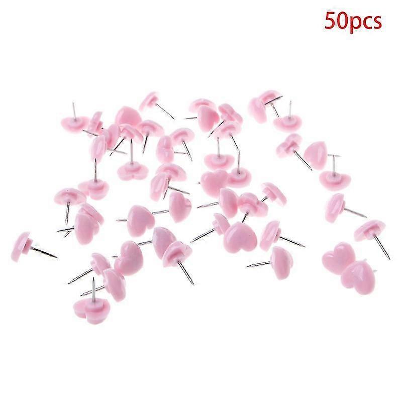 50 Pcs Shape Colored Push Pins Thumbtacks  Pink