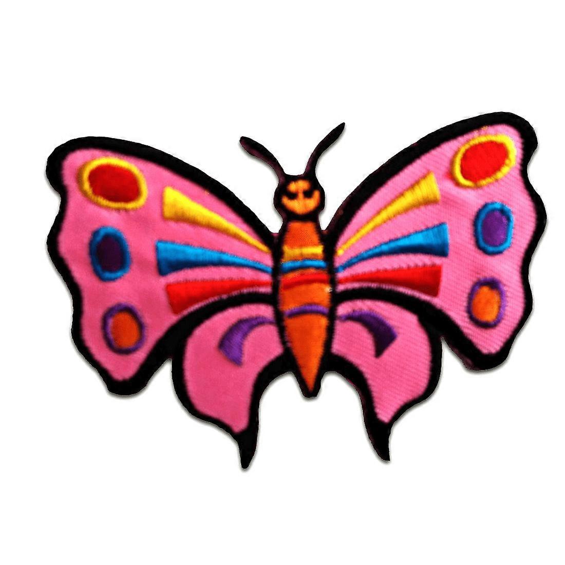 Patch / thermocollant - papillon - rose - 8,5 x 6,3 cm - patch appliqué