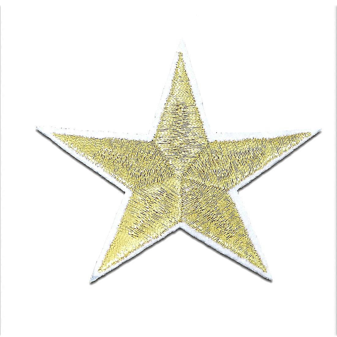 Patch - Stjerne - guld / hvid - 6.6x7.2cm - Patch