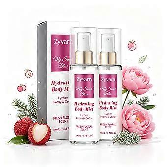 Hydrating Body Mist 100ml, Fresh Floral Daily Fragrance with Lychee Peony Cedar for Women After Shower Travel Beauty Routine Care