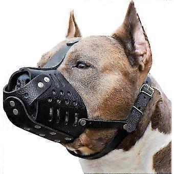 Stor og mellomstor hundemunnkurv i lær for pitbulls Myk hundemunnkurv for store hunder, pitbull -NBB 26-27