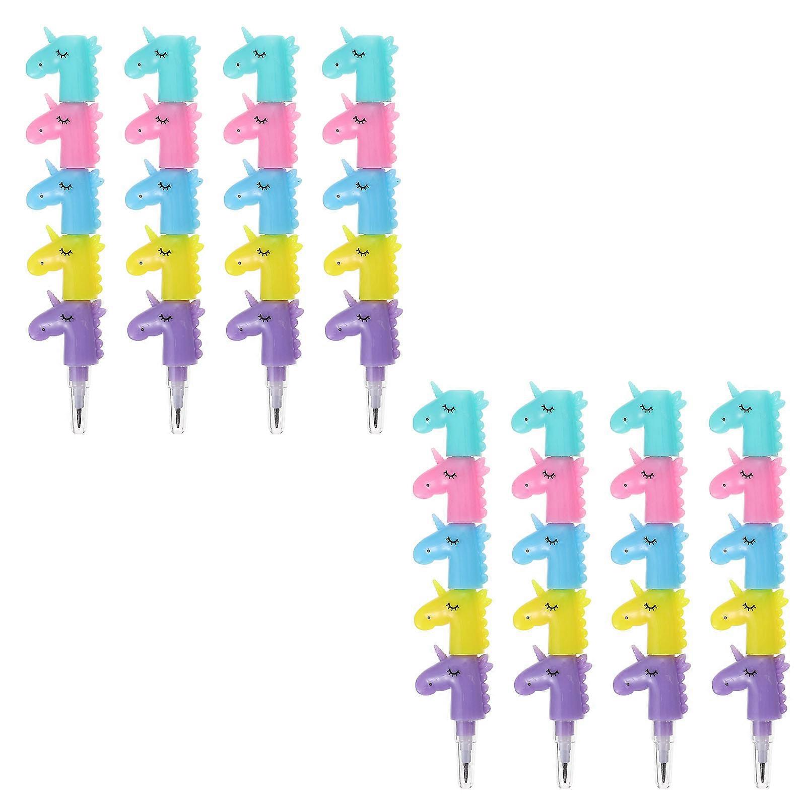 Assorted Color Cartoon Unicorn Pencils for Writing Use 8Pcs Stackable Set