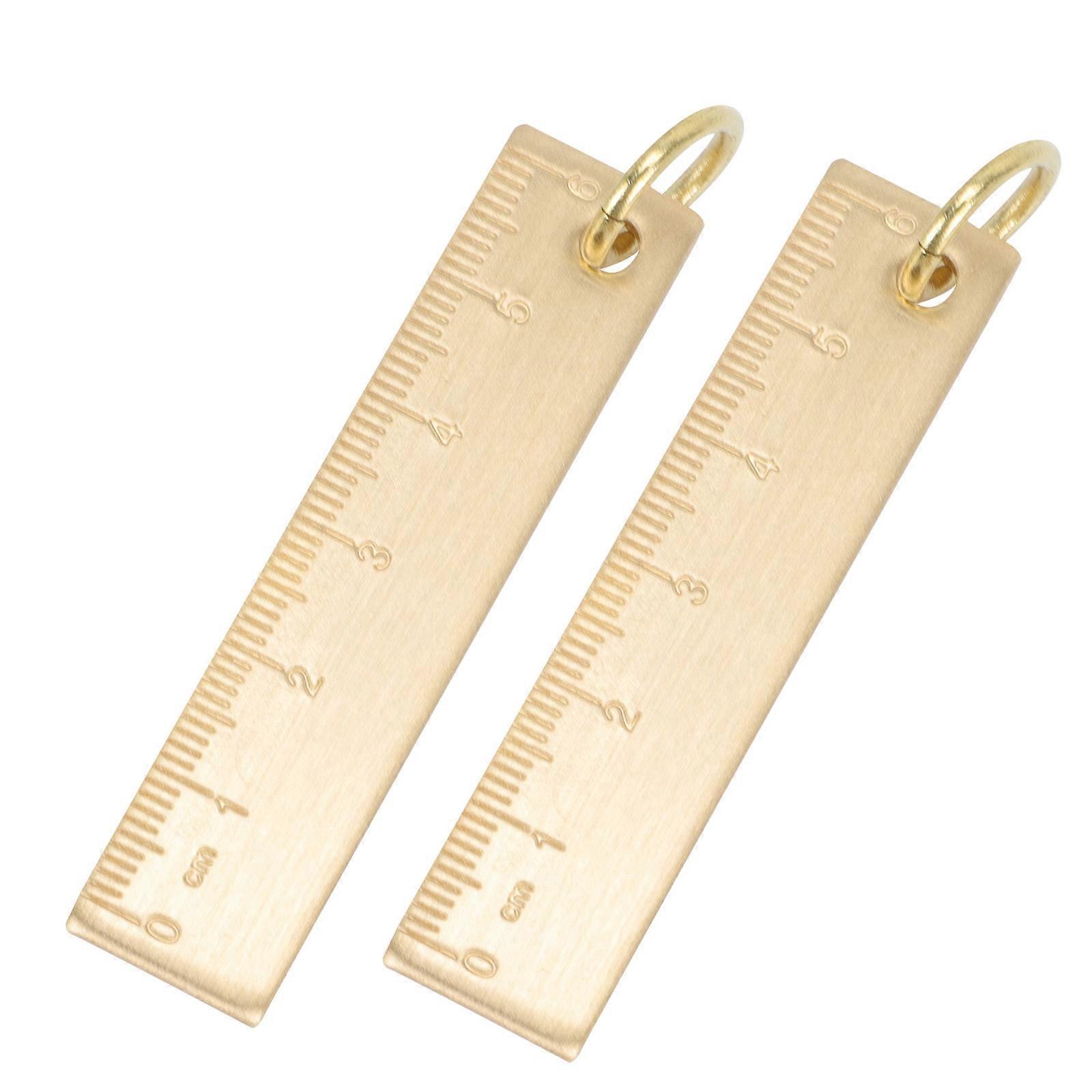 Golden Ruler Keychain Pendant for Practical Use 4Pcs Decorative Set