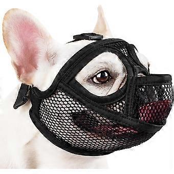 Fransk bulldoggmunk, hel nätmunk med kort nos för plattansiktade hundar, Shih Tzu, mops