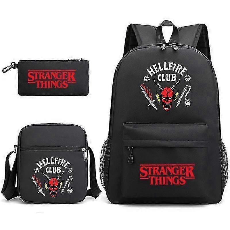 Stranger Things Printed Backpack Shoulder Bag Pen Bag 3-Piece Setm