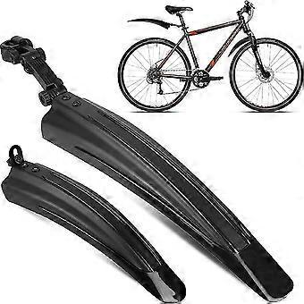 Thickened Widen Adjustable Full Cover Front Rear Bike Mud Guards, Black, Fits 20/22/24/26 Inch MTB Road Bikes