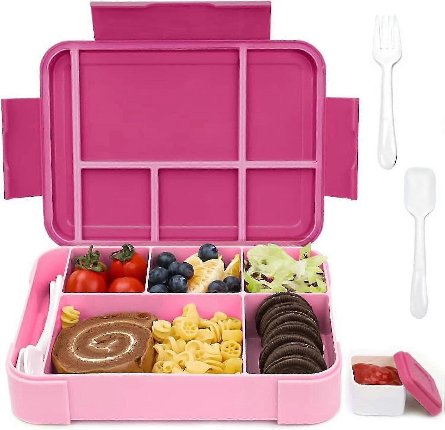 Rosa Kinder-Lunchbox mit 6 Fächern, Snackbehälter