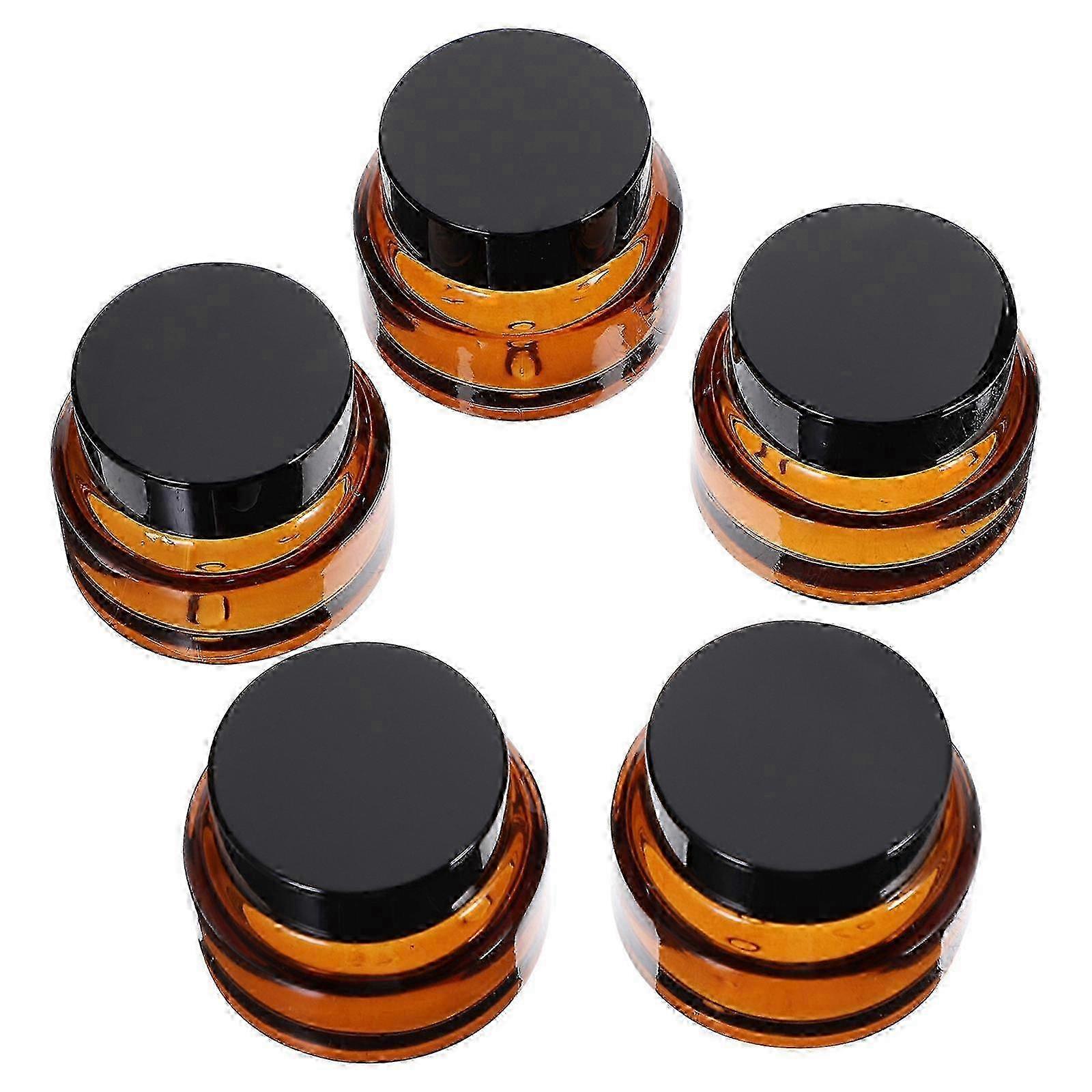 Cream Containers Travel Containers for Storage 5Pcs Refillable Tiny Jars Brown