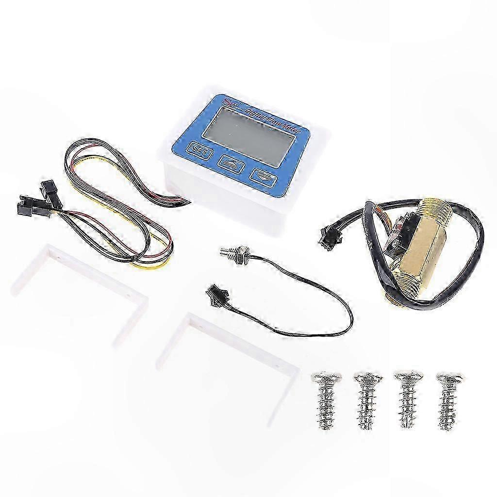 Flow Water Sensor Meter G1/2" 1-30L/min Digital LCD Display Quantitative Control